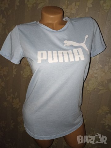 Puma  S- Оригинална дамска тениска в светлосиньо с лого, снимка 2 - Тениски - 40502415