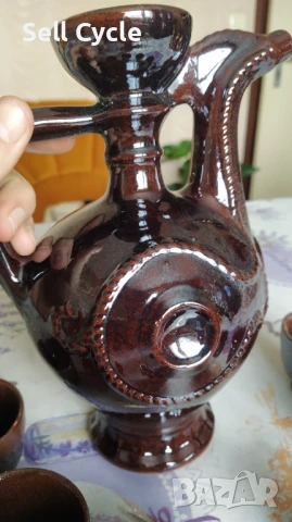 ✅ТРОЯНСКА КЕРАМИКА ЗА РАКИЯ - КАНА С ЧАШКИ❗, снимка 3 - Сервизи - 50958702