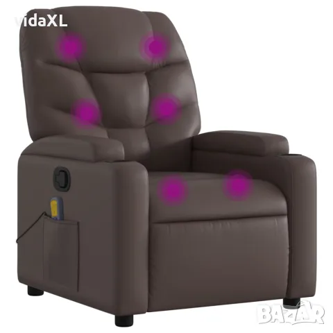 vidaXL Масажен наклоняем стол, кафяв, изкуствена кожа
