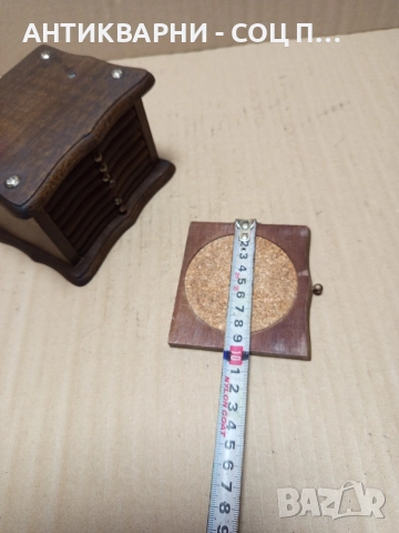 Комплект Стара Дървена Кутия С Подложки За Чаши. , снимка 12 - Антикварни и старинни предмети - 52697778