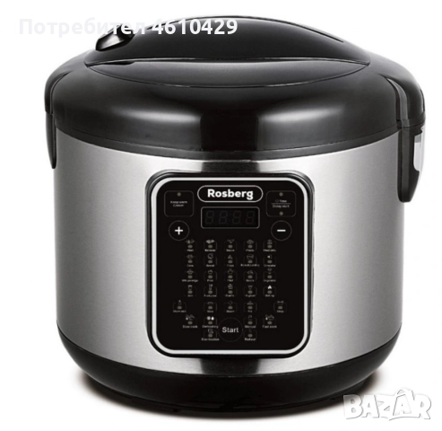 Мултикукър с 31 програми Rosberg, 780W, 5L, Незалепващо покритие, Инокс 2 ГОДИНИ ГАРАНЦИЯ