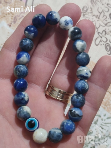 Турмалинова Гривна Цената на содалитова гривна с мъниста "зли очи" вар, снимка 3 - Гривни - 51947442