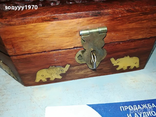 КУТИЯ ОТ ЕКЗОТИНО ДЪРВО С ЗЛАТНИ СЛОНЧЕТА 0403231849, снимка 12 - Антикварни и старинни предмети - 39885381