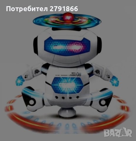 Интерактивен робот с функции за въртене на 360 градуса, танцува, пее и свети