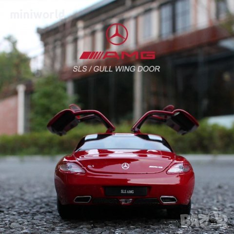 Mercedes-Benz SLS AMG - мащаб 1:24 на Welly моделът е нов в кутия, снимка 3 - Колекции - 39515520