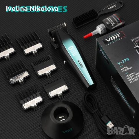 Професионална машинка за подстригване VGR 270 – Безжична, високоскоростна, с керамично острие и LED , снимка 2 - Машинки за подстригване - 52422425