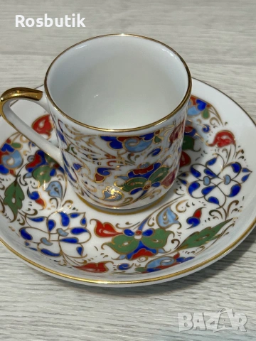 Сервиз за двама два комплекта чаши ръчно рисувани с позлата , снимка 10 - Чаши - 53454940