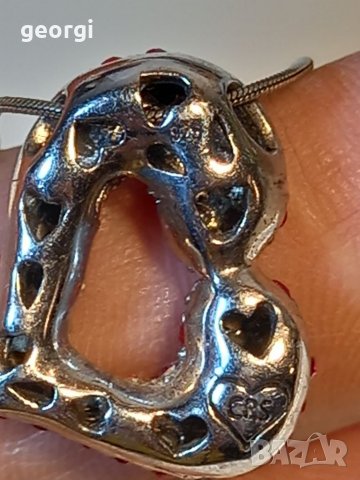 Сребърно колие с висулка сърце с камъни, снимка 8 - Колиета, медальони, синджири - 39130869