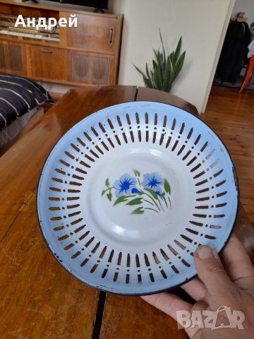 Стара емайлирана чиния,фруктиера #6, снимка 3 - Антикварни и старинни предмети - 40460875