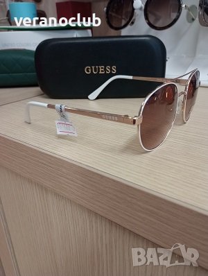 Кафяви слънчеви очила Guess Кръгли Бели рамки, снимка 2 - Слънчеви и диоптрични очила - 44201754