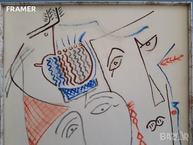 Димитър Казаков 1933-1992 НЕРОН Лица 1980те години АКВАРЕЛ, снимка 3 - Картини - 41625970