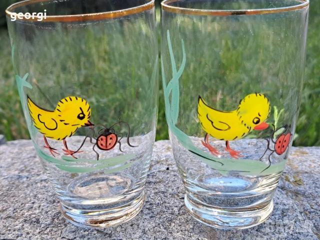 стари стъклени детски чаши със златен кант , снимка 4 - Други ценни предмети - 51306543