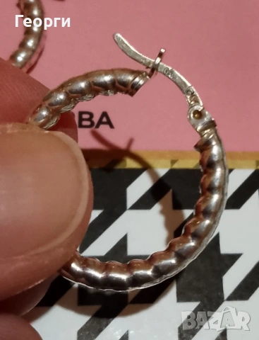 Нови сребърни обеци халка, снимка 3 - Обеци - 53775648