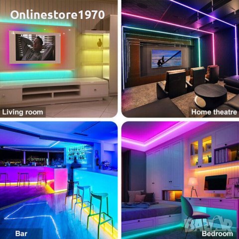 RGB LED лента, 10 м Bluetooth/Дистанционно управление, многоцветна, снимка 5 - Лед осветление - 41509981