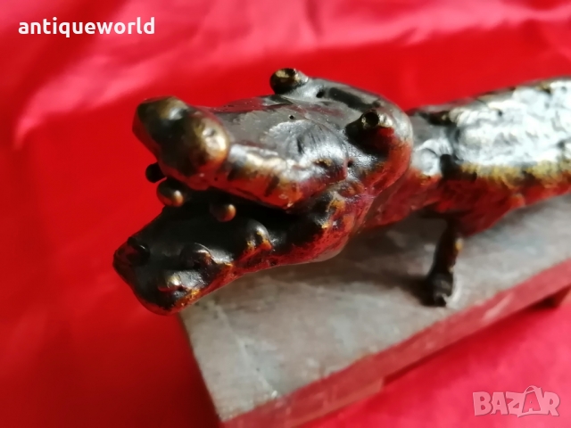 Уникална Авторска Бронзова Пластика КРОКОДИЛ , снимка 2 - Антикварни и старинни предмети - 36062529