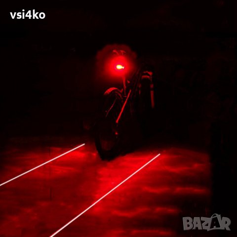 Задна светлина за велосипед + лазери, снимка 1 - Части за велосипеди - 39601040
