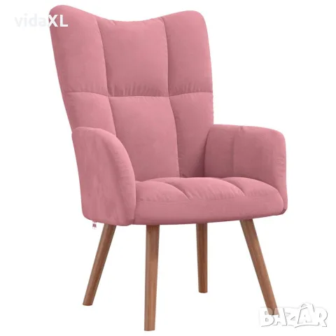 vidaXL Релакс стол, розов, кадифе