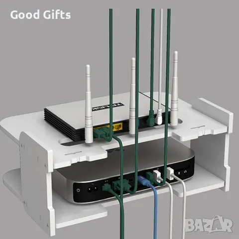 Стенен ТВ рафт за рутер и аксесоари – компактен и практичен, снимка 2 - Други стоки за дома - 50384305