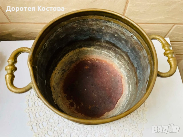 Красива месингова кашпа от Англия, снимка 5 - Антикварни и старинни предмети - 53473718