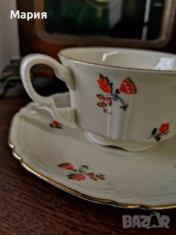 Art Deco Bohemia Czechoslovakia, Gebruder Benedikt чаша за кафе, снимка 3 - Чаши - 40364150