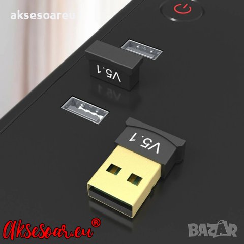 USB Bluetooth 5.1 адаптер Handsfree Безжичен предавател Приемник 2.4 GHz за настолен компютър Лаптоп, снимка 4 - Мрежови адаптери - 41022569