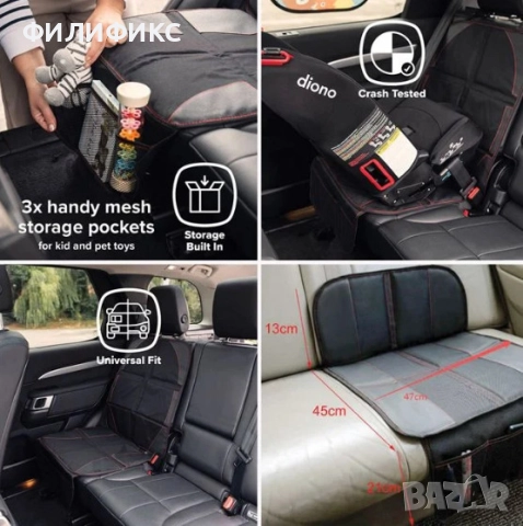 Калъф, пртектор за седалка на автомобил за поставяне под бебешкото столче, черен 47x88см