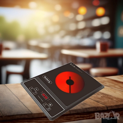 Котлон Rosberg R51445O, 2000W, Кристална плоча с инфрачервен нагревател, 26х26см., LED екран