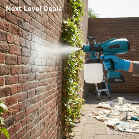 🎨 Акумулаторен безжичен пистолет за боядисване – 21V с 2 батерии