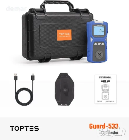 Преносим детектор за въглероден окис TopTes Guard-533, визуални, звукови и вибрационни аларми, снимка 7 - Други стоки за дома - 49334486