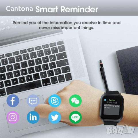 Smartwatch CS201, IP68, спортни ​режими, пулс, сън, SpO2, за Android iPhone, снимка 3 - Смарт гривни - 36223083