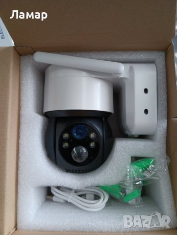 Соларна безжична въртяща се водоустойчива камера WI FI 5MP iCSee LED осветяване, снимка 3 - IP камери - 41101682