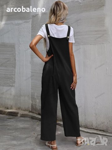 Дамски моден едноцветен гащеризон без ръкави и с тиранти, 9цвята, снимка 8 - Гащеризони - 41739942