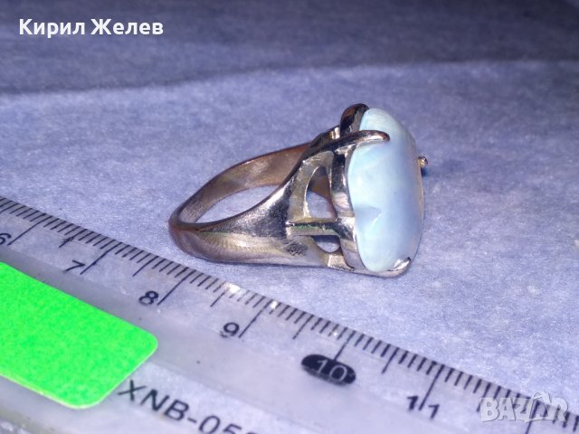 СТАР СКЪПОЦЕНЕН ВИНТИДЖ АРТ ПРЪСТЕН с КРАСИВО ШЛИФОВАН СИН ЛУНЕН КРИСТАЛ 36958, снимка 8 - Пръстени - 39723600