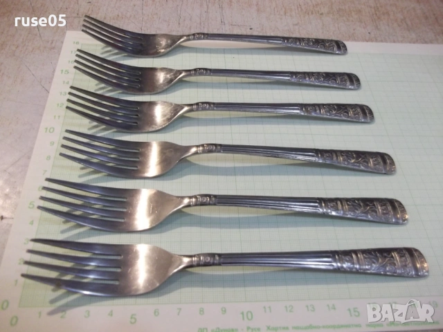 Лот от 6 бр. вилици с релефни дръжки, снимка 2 - Прибори за хранене, готвене и сервиране - 53134421