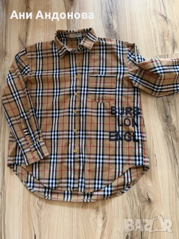 Риза Burberry, къса ризка в светлосиньо, снимка 2 - Ризи - 55876826