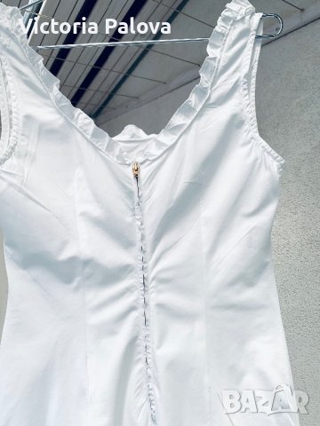 Бяла рокля BENETTON, памук, снимка 5 - Рокли - 41616341