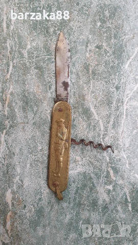 Старо френско месингово Ножче Ножк с Ловен мотив, снимка 5 - Колекции - 53639560