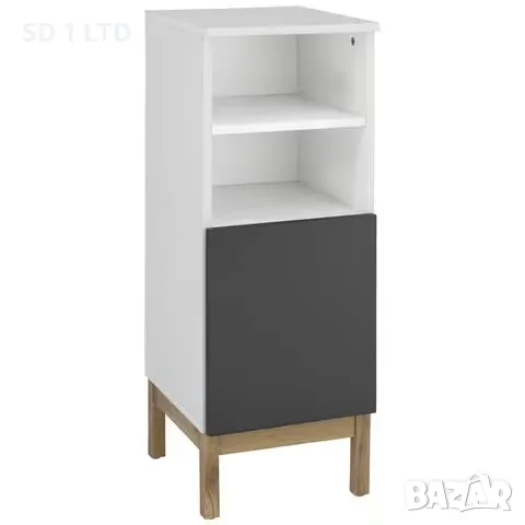 Шкаф за баня Mirza LOFT24 дървен нисък колонен шкаф модул мебел бял антрацит