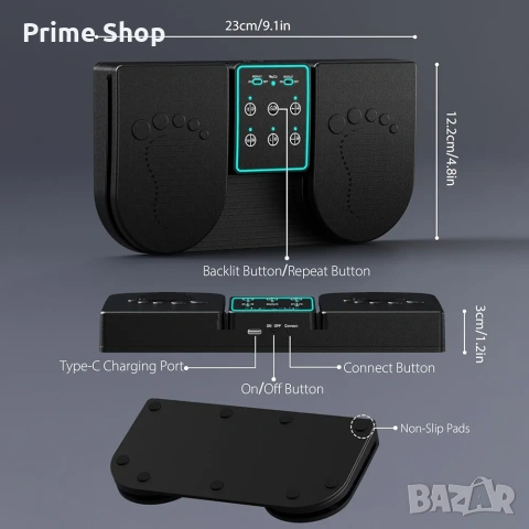 Bluetooth педал за прелистване на страници с RGB подсветка, Doohoeek, снимка 5 - Друга електроника - 53541940