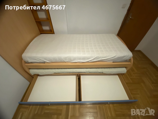 Двойно детско легло 90x200см, с матраци, снимка 5 - Спални и легла - 52753779