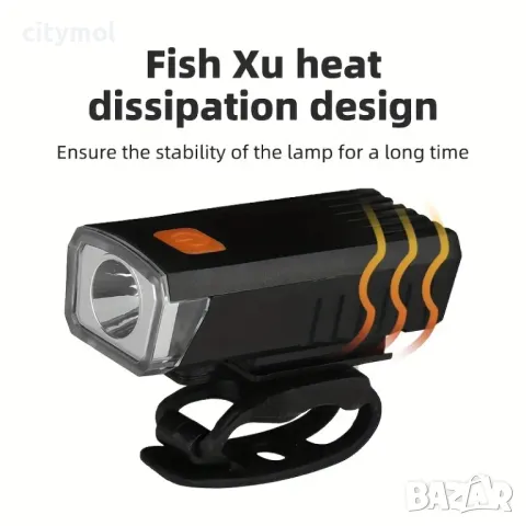 Мощен LED фар за велосипед, акумулаторна батерия, Type C зареждане, снимка 5 - Аксесоари за велосипеди - 48118668