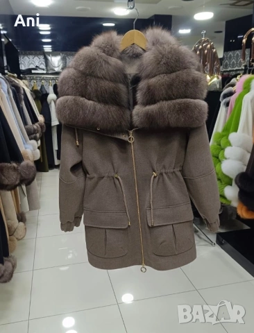 Палто от кашмир с естествен косъм, снимка 9 - Палта, манта - 53839414