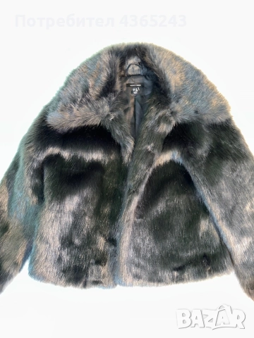 Дамско черно палто/ яке с косъм Чисто НОВО! Размер М, снимка 2 - Якета - 52577034