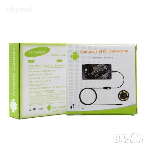 2 в 1 ендоскоп 200 см -  USB и micro USB,  Android, PC, 5,5 мм камера, снимка 6 - Камери - 44736429
