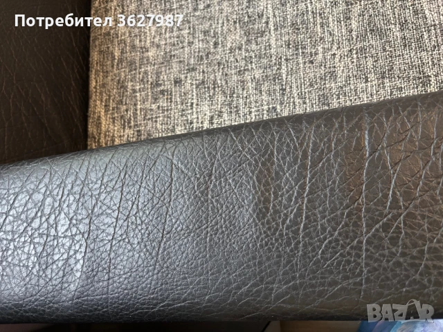 Разтегателен ъглов диван от естествена кожа и дамаска меланж, с ракла, снимка 8 - Дивани и мека мебел - 51197882