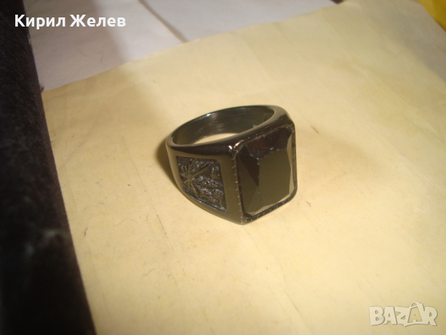 КРАСИВ СТОМАНЕН ПРЪСТЕН с ЧЕРЕН ФАСЕТ - КРИСТАЛ ЛАКИРАНА БЛАГОРОДНА НЕРЪЖДАЕМА СТОМАНА 26617, снимка 7 - Пръстени - 36410651