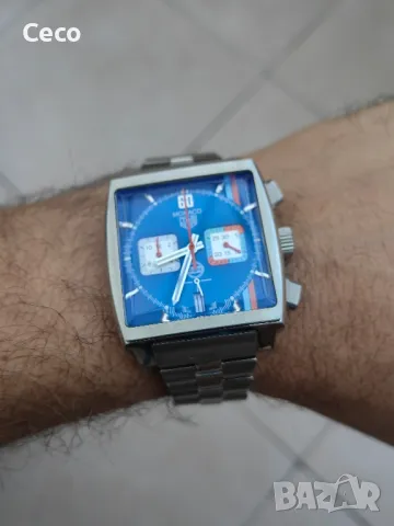 Часовник кварц хронограф Tag Heuer Monaco Steve McQueen , снимка 7 - Мъжки - 47918227