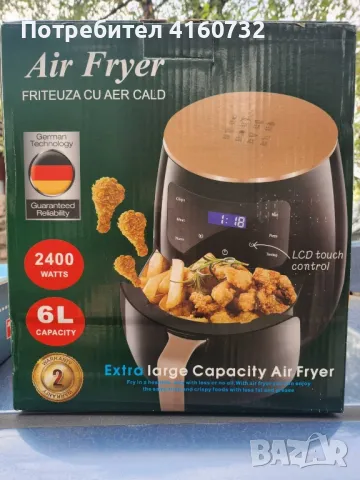 Air Fryer 6 литра, електрически уред за готвене с горещ въздух , снимка 2 - Печки, фурни - 47465965