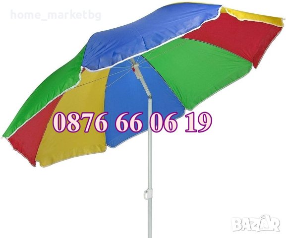  Градински кръгъл чадър ф 2 м, кръгъл градински чадър с диаметър ф 200 мм с калъф , снимка 7 - Градински мебели, декорация  - 41485212