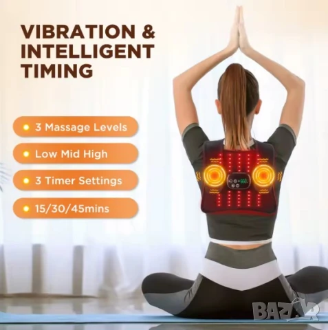 Безжичен LED Инфрачервен Масажор Червена Светлина Дълбоко Облекчаване Тяло Гръб Колене Стави Мускули, снимка 3 - Масажори - 50937975